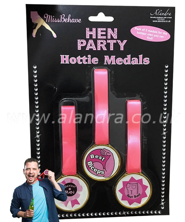 3 Hottie Hen Night Award Medals