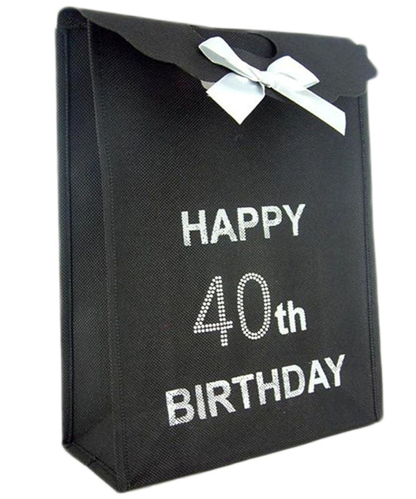 Black 40th Diamante Gift Bag