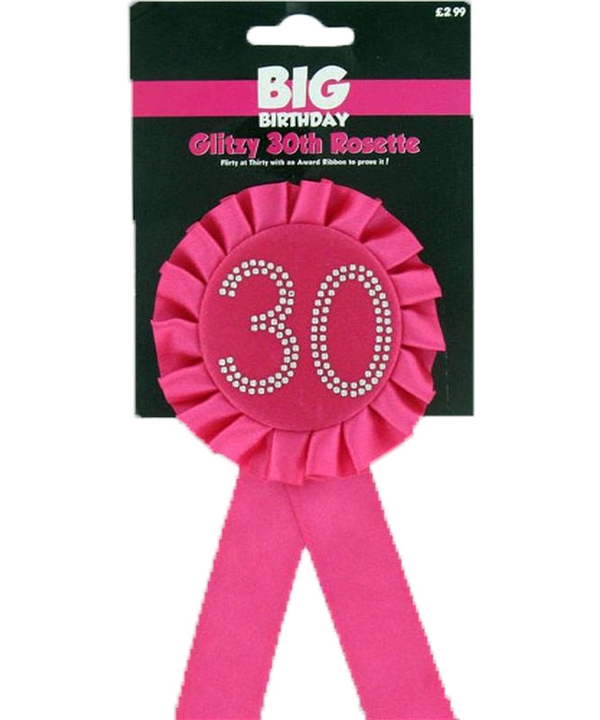 Pink 30th Diamante Rosette