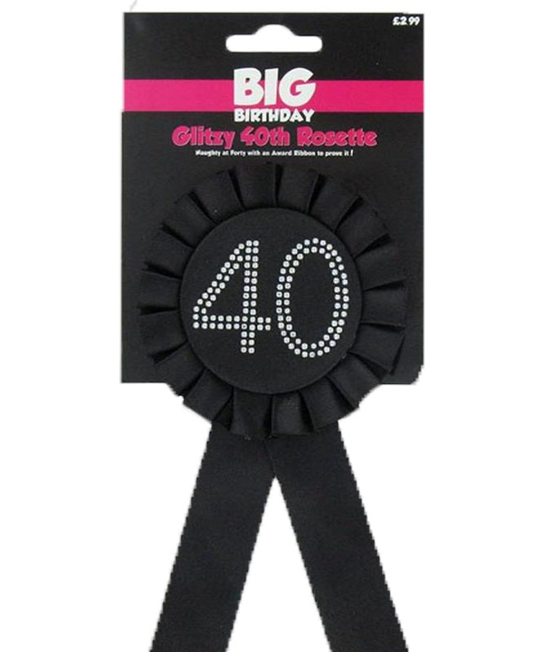 Black 40th Diamante Rosette