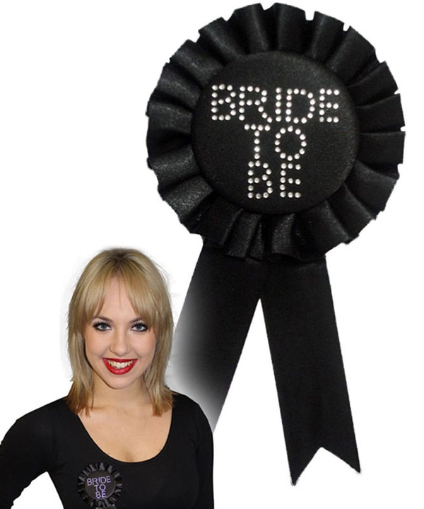 Bride To Be Black Rosette With Stones