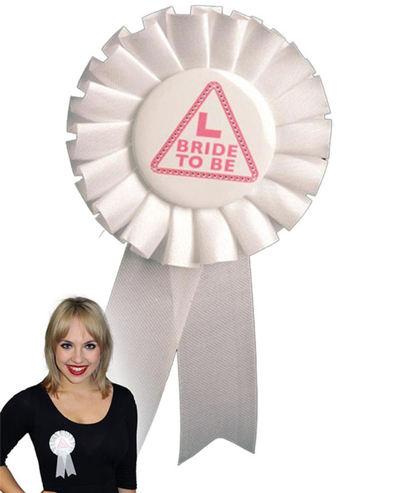 Bride to Be Miss Behave White Rosette