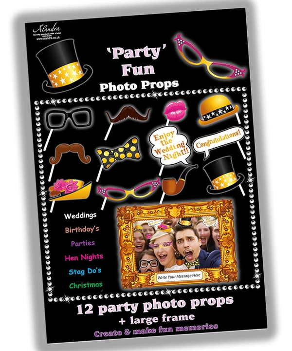  12 Party Photo Props & Frame