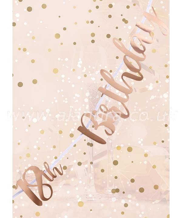 18th Birthday Rose Gold Letter Script Bunting