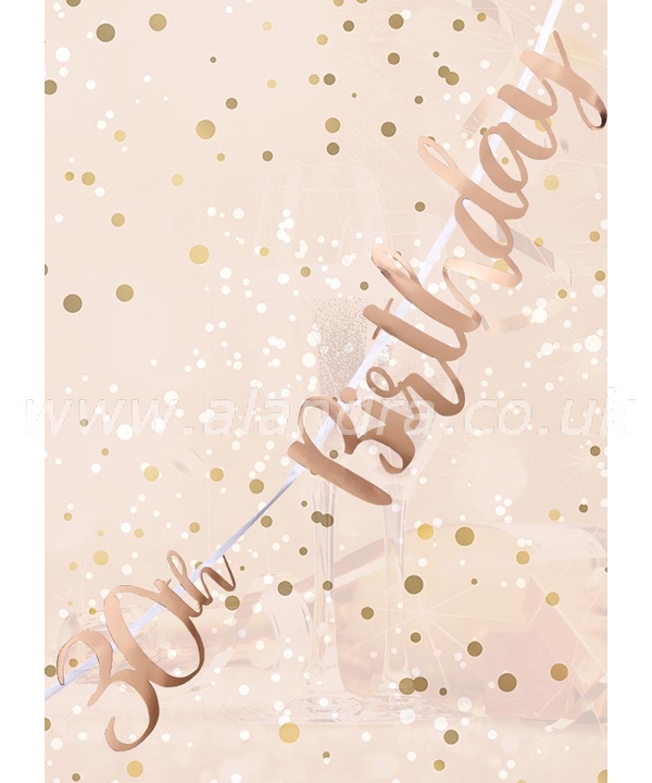 30th Birthday Rose Gold Letter Script Bunting