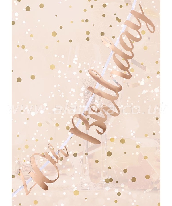 40th Birthday Rose Gold Letter Script Bunting