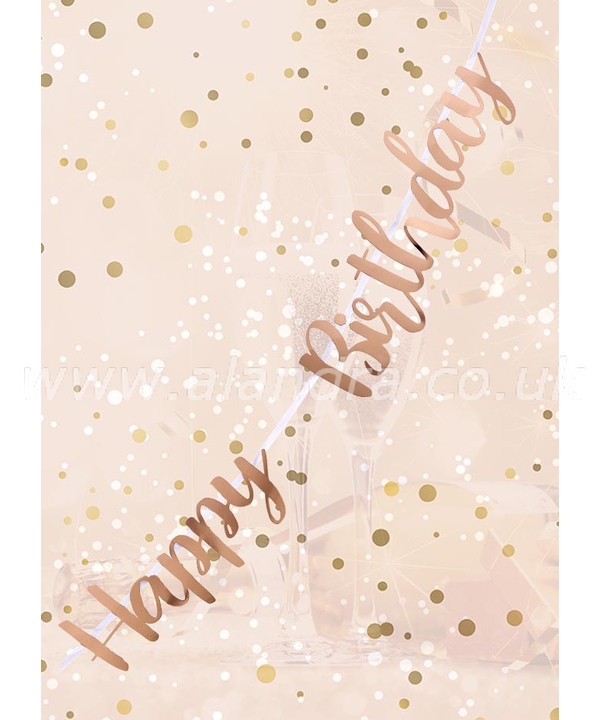 Happy Birthday Rose Gold Letter Script Bunting