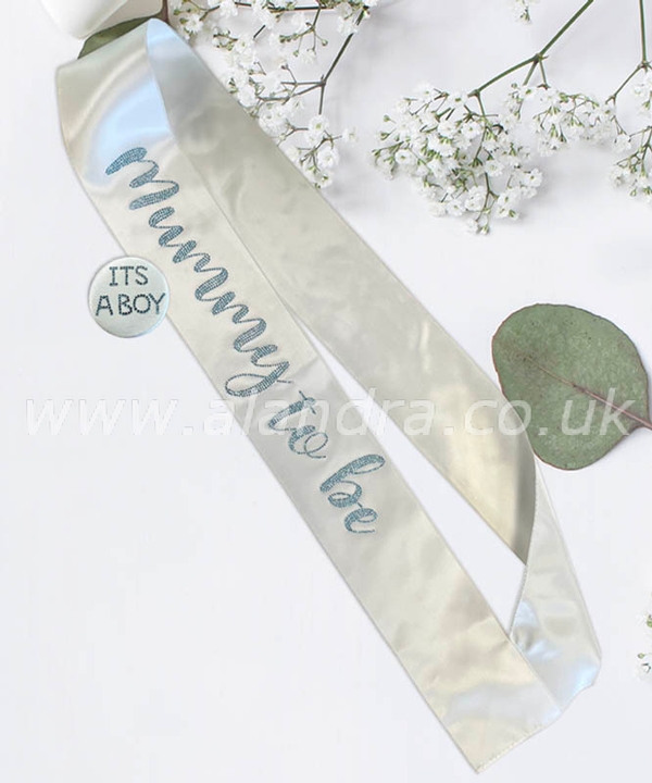 Blue Diamante Sash & Badge Mummy Set