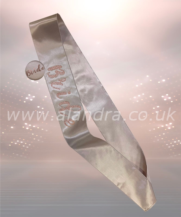 Luxury Nude Bride Sash with Badge Set