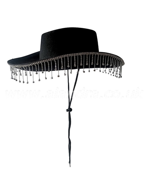 Black Cowboy Hat with Diamante Droplets
