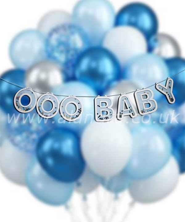 Blue Ooo Baby Decorative Bunting Banner