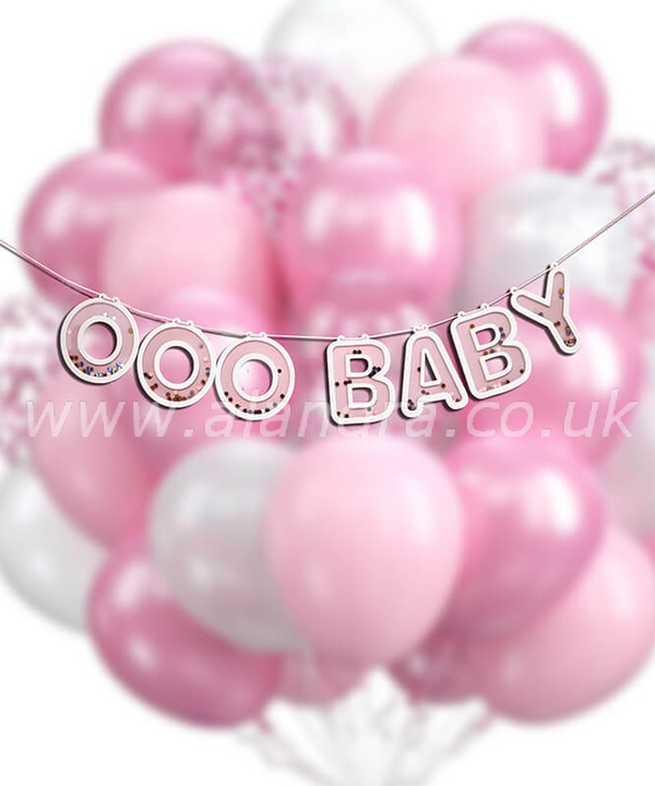Pink Ooo Baby Decorative Bunting Banner